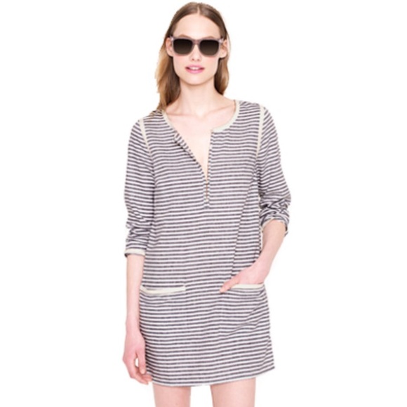 J.Crew Stripe Pocket Tunic/Dress. Nautical Stripes, Pockets, Lightweight Cotton - Picture 1 of 8